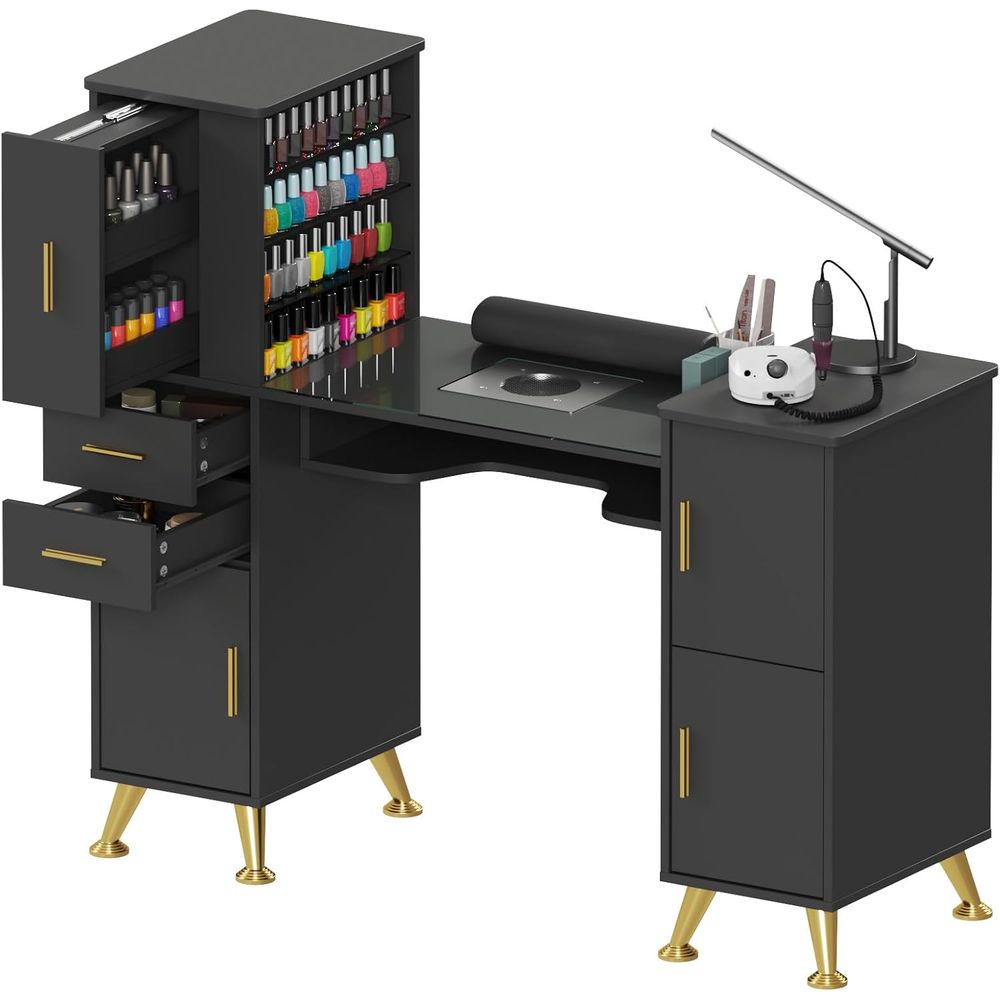Wrist Rest Wood - Manicure Table Nail Desk with Glass