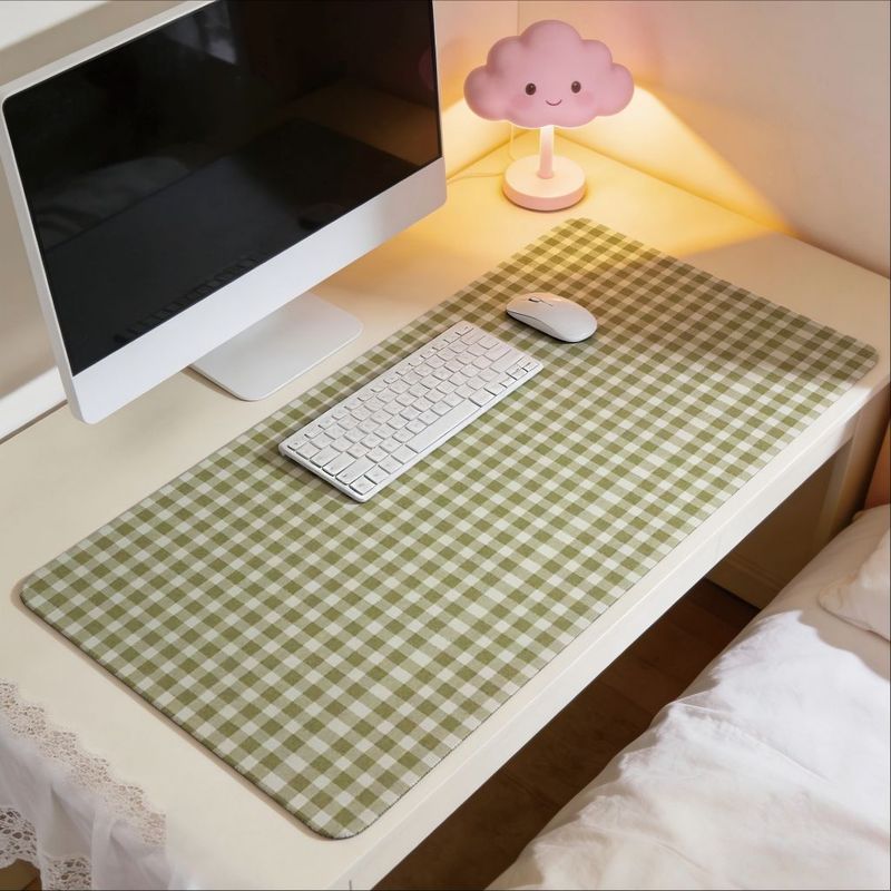 Gaming Keyboard Brand - Olive Green Check Design Mouse Pad