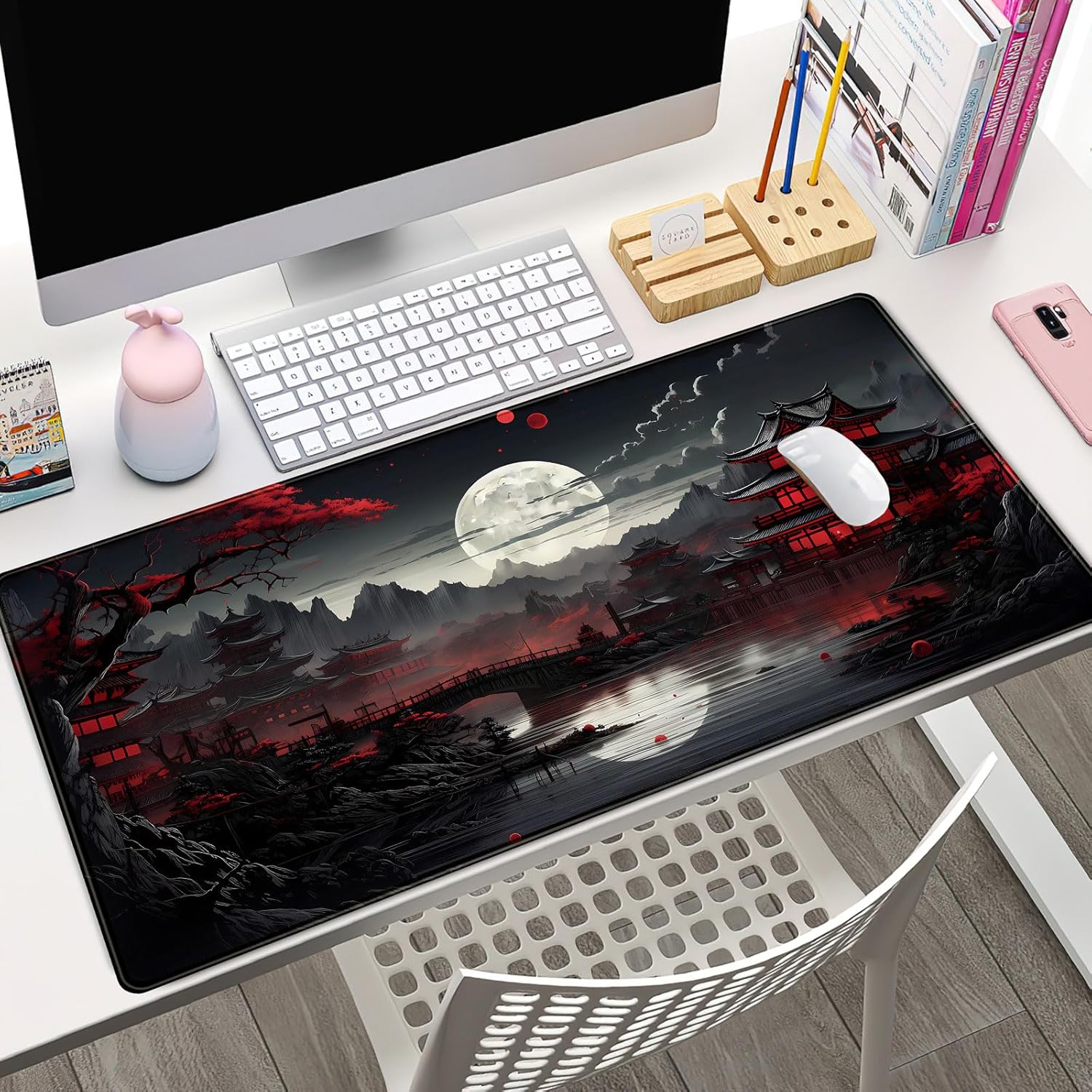 Japanese Desk Mat Riverside Fu - Gaming Keyboard And Mouse Pad review and price