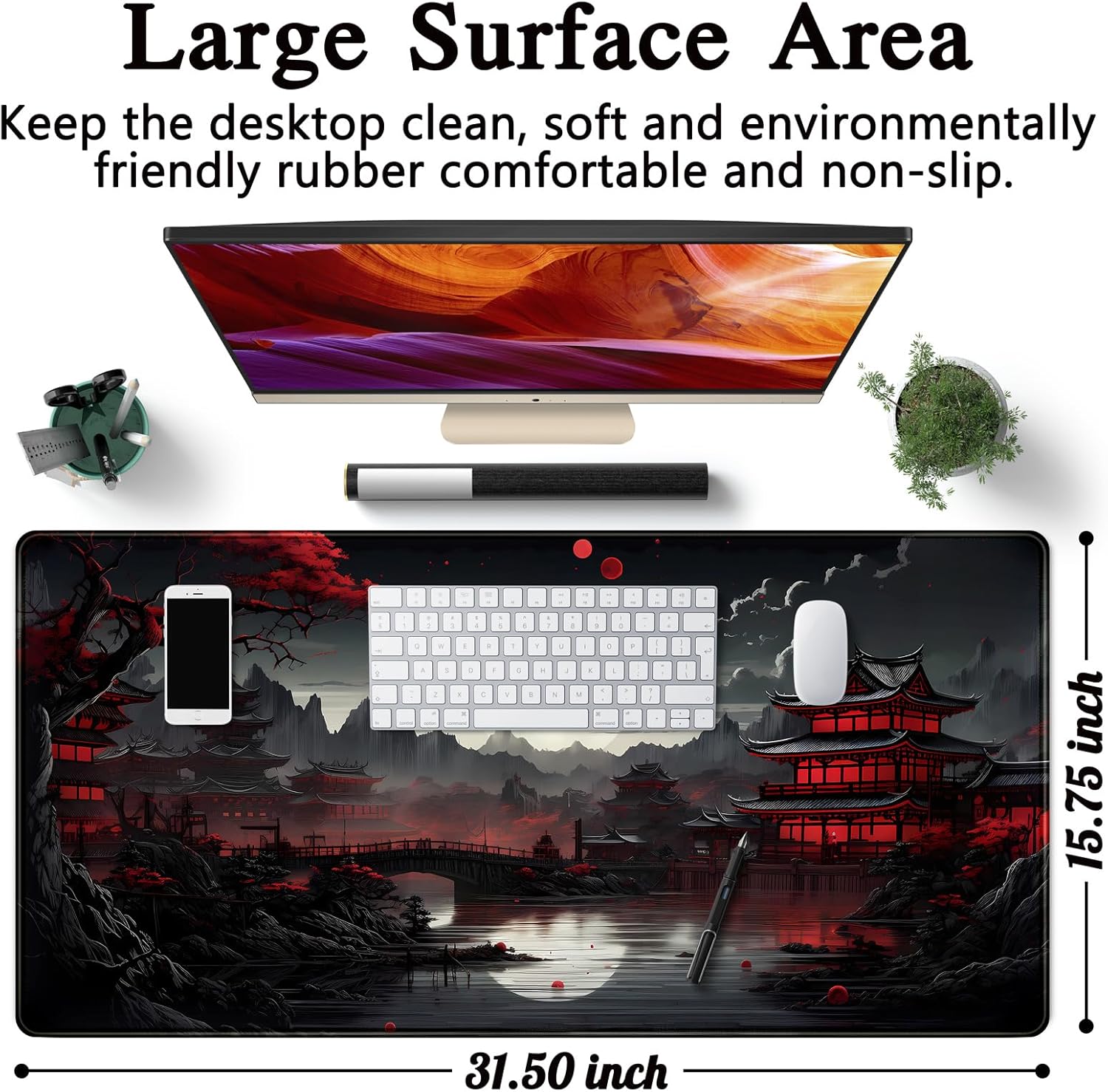 Japanese Desk Mat Riverside Fu - Gaming Keyboard And Mouse Pad review and price