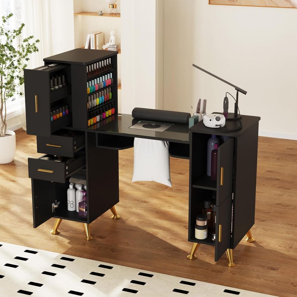 Manicure Table Nail Desk with  - Wrist Rest Wood review and price