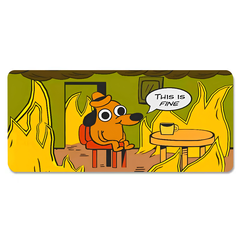 This Is Fine Dog Dachshund Mou - Gaming Keyboard And Mouse Pad review and price