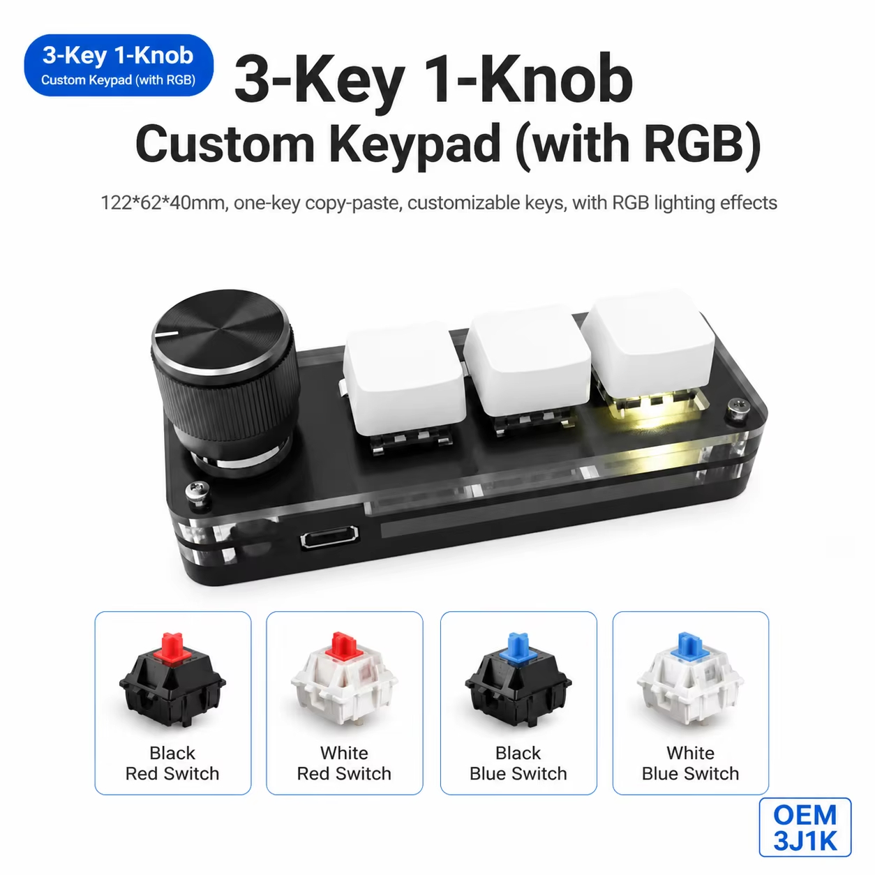 Programmable 3 Keys With Knob  - Gaming Keyboard No Number Pad review and price