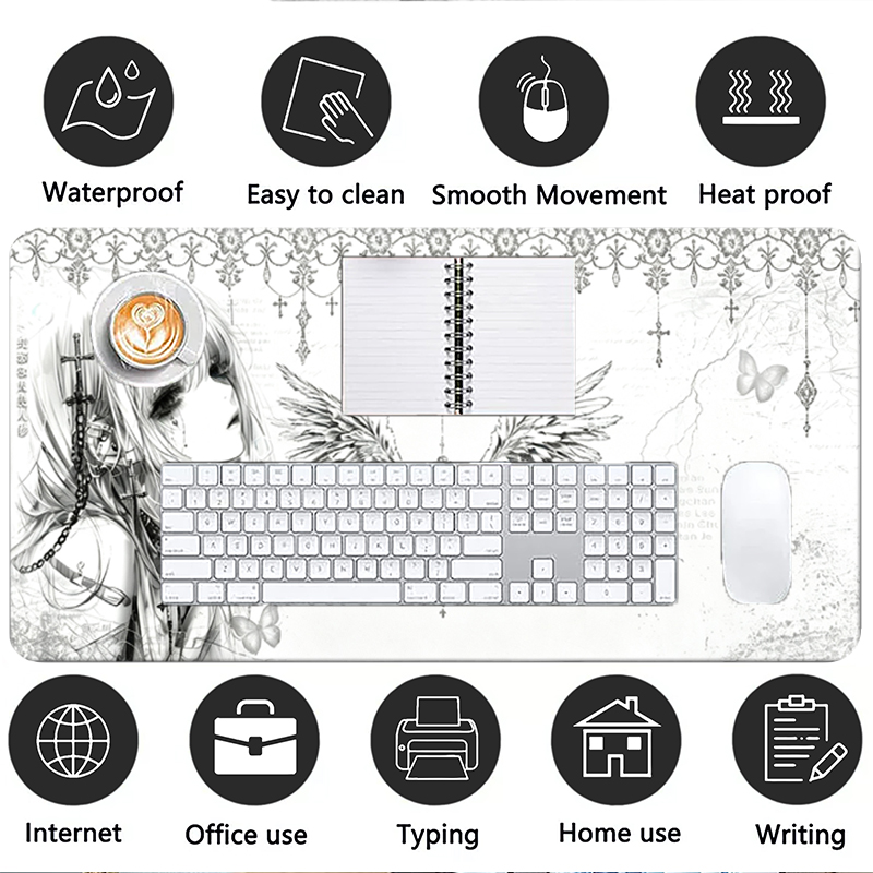 Leather Mousepad Black White A - Keyboard Gaming Black review and price